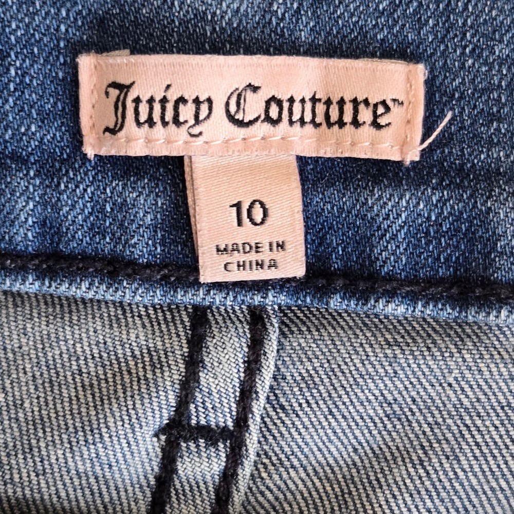 Sequin Distressed Denim Shorts Cotton Casual Size 10 Juicy Couture Womens - Picture 9 of 11